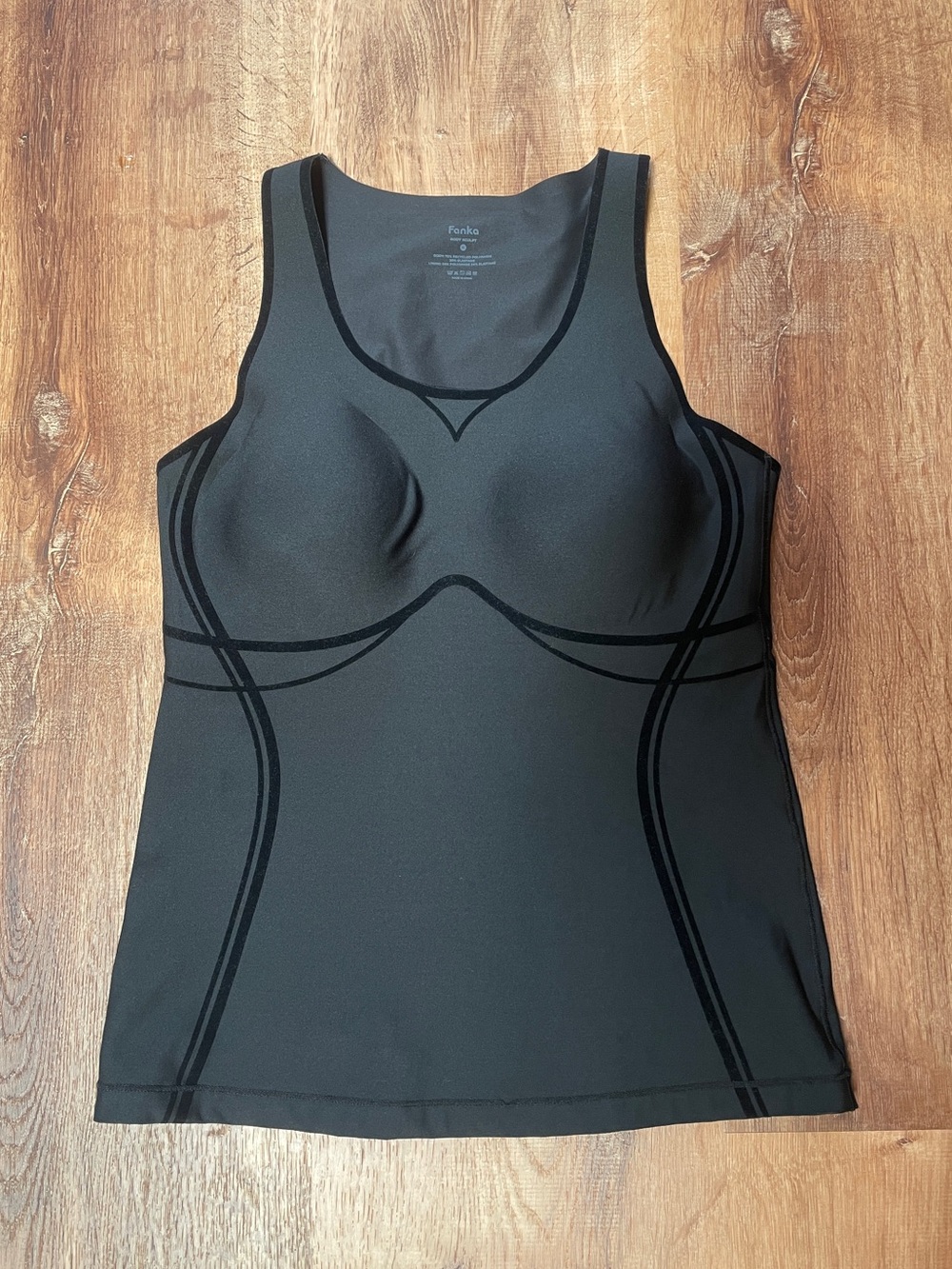 Fanka Body Sculpt Womens Long Bra Tank Top Size Medium Black Slimming Shapewear